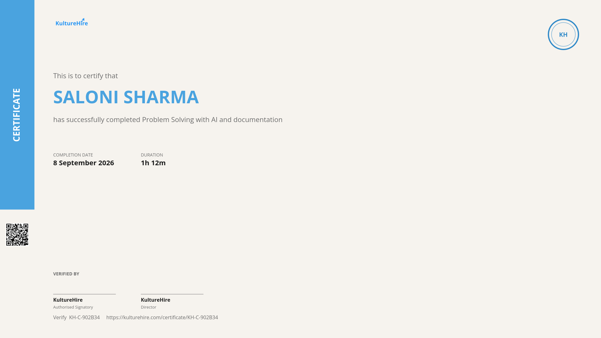 Certificate for Problem Solving with AI and documentation
